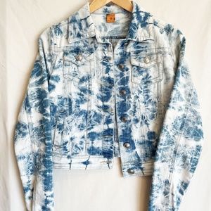 Acid Wash Pattern Denim Jacket